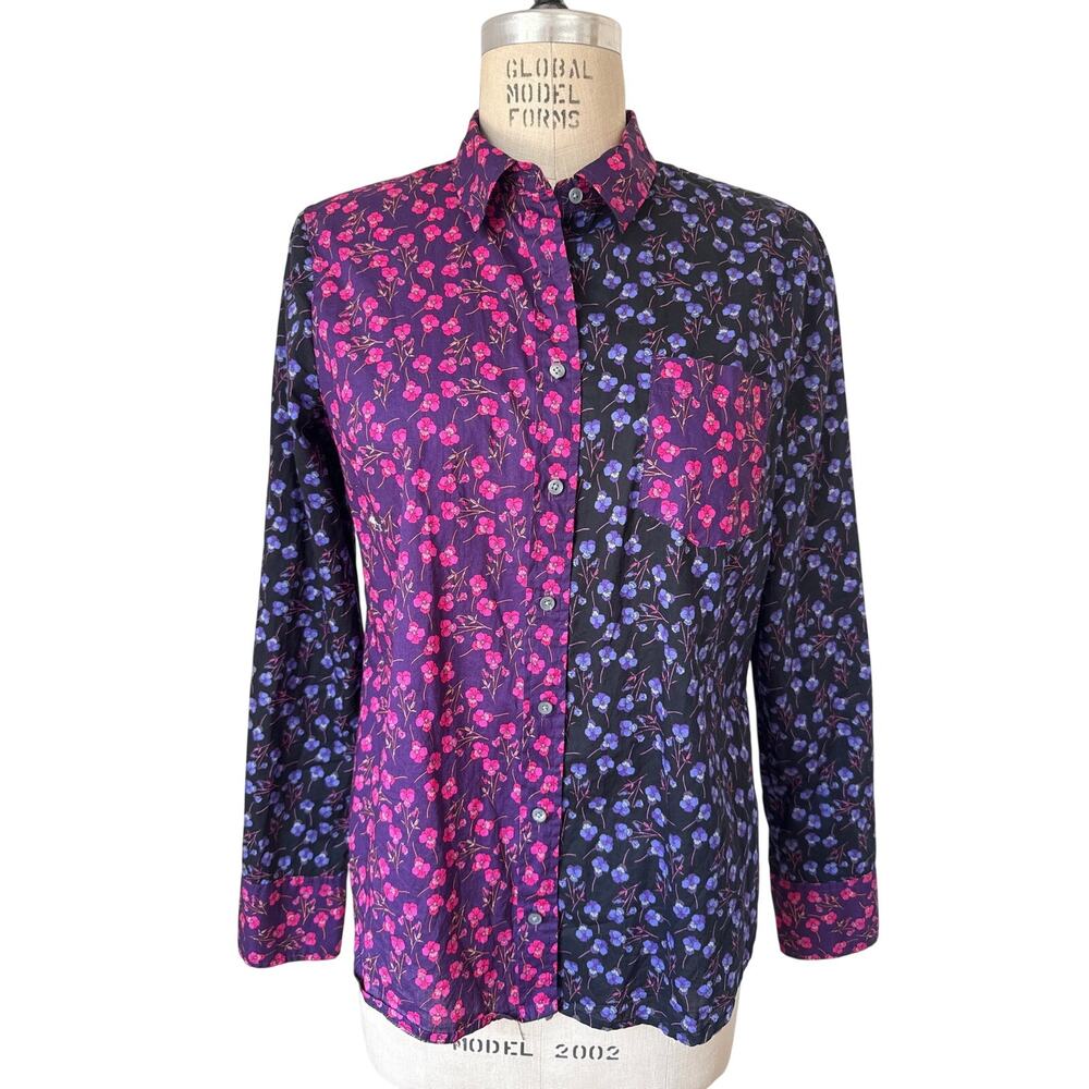 J. Crew x Liberty Slim Perfect Buttondown Shirt Size 12 Purple Pink Floral